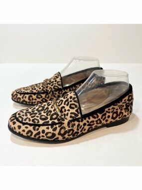 J. McLaughlin Dillon Loafers Leopard Print Pony Hair Calf Fur Flats, Size 7